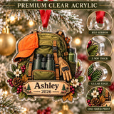 Personalized Woman Hunter Backpack Acrylic Ornament — Flat acrylic material
