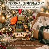 Personalized Woman Hunter Backpack Acrylic Ornament — Gift inspiration