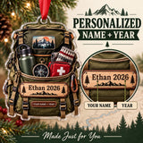 Personalized Hiking Backpack Gear Burst Acrylic Ornament — Personalization guide
