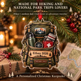 Personalized Hiking Backpack Gear Burst Acrylic Ornament — Size guide