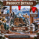 Personalized Summit Boots and Poles Acrylic Ornament — How to order