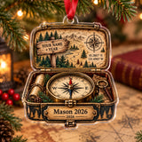 Personalized Trail Sign Compass Box Acrylic Ornament — Main design
