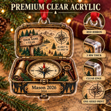 Personalized Trail Sign Compass Box Acrylic Ornament — Flat acrylic material