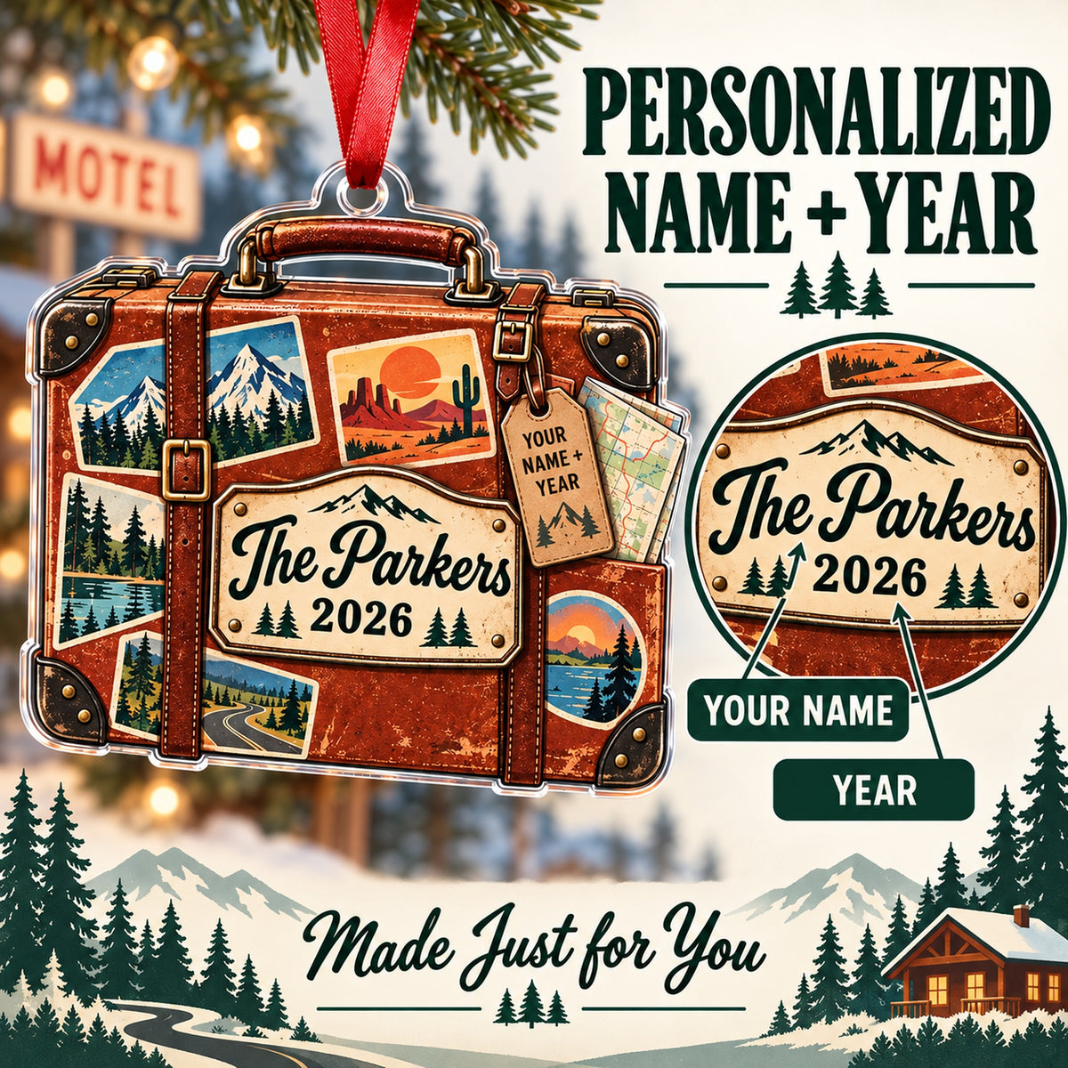 Personalized National Park Road Trip Case Acrylic Ornament — Personalization guide