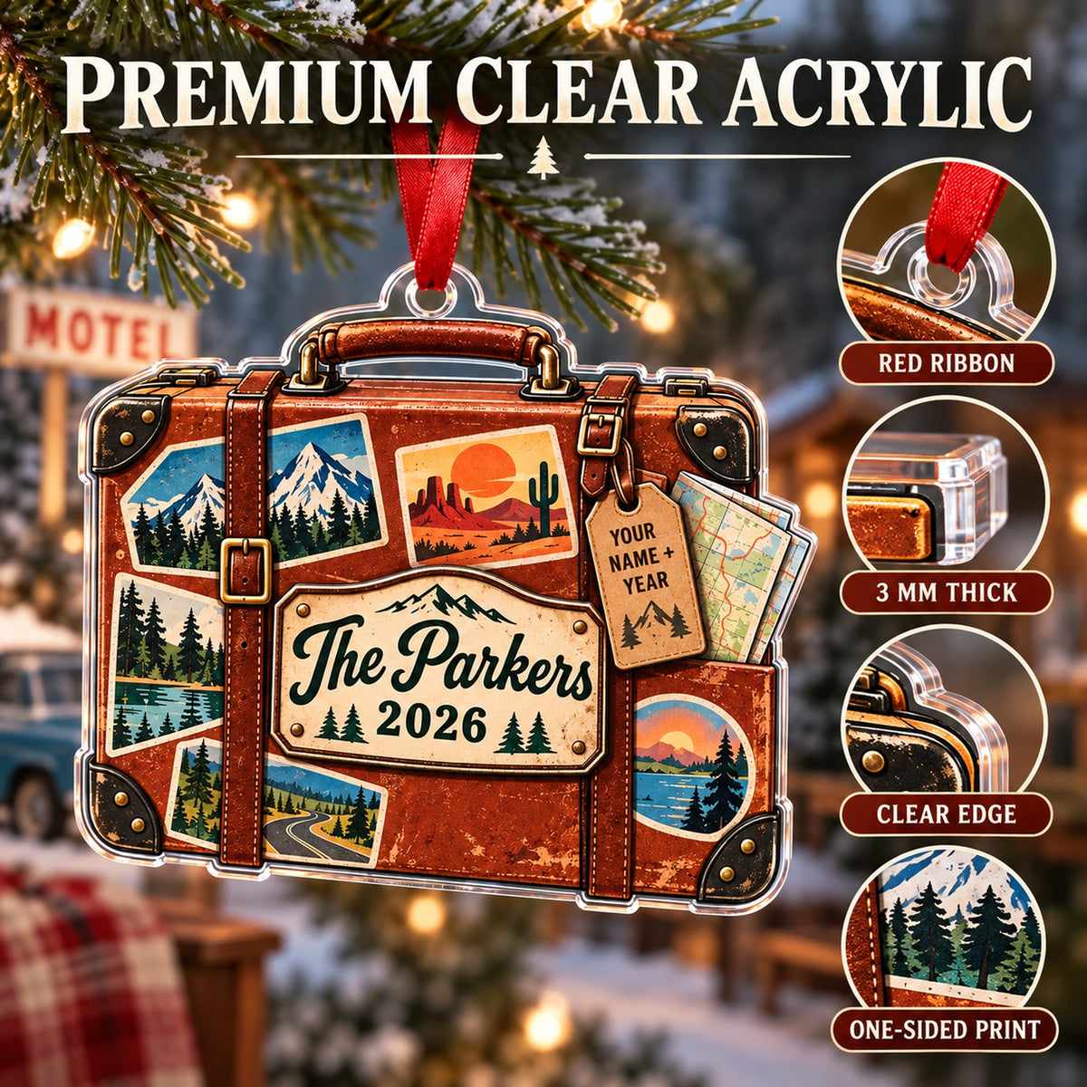 Personalized National Park Road Trip Case Acrylic Ornament — Flat acrylic material
