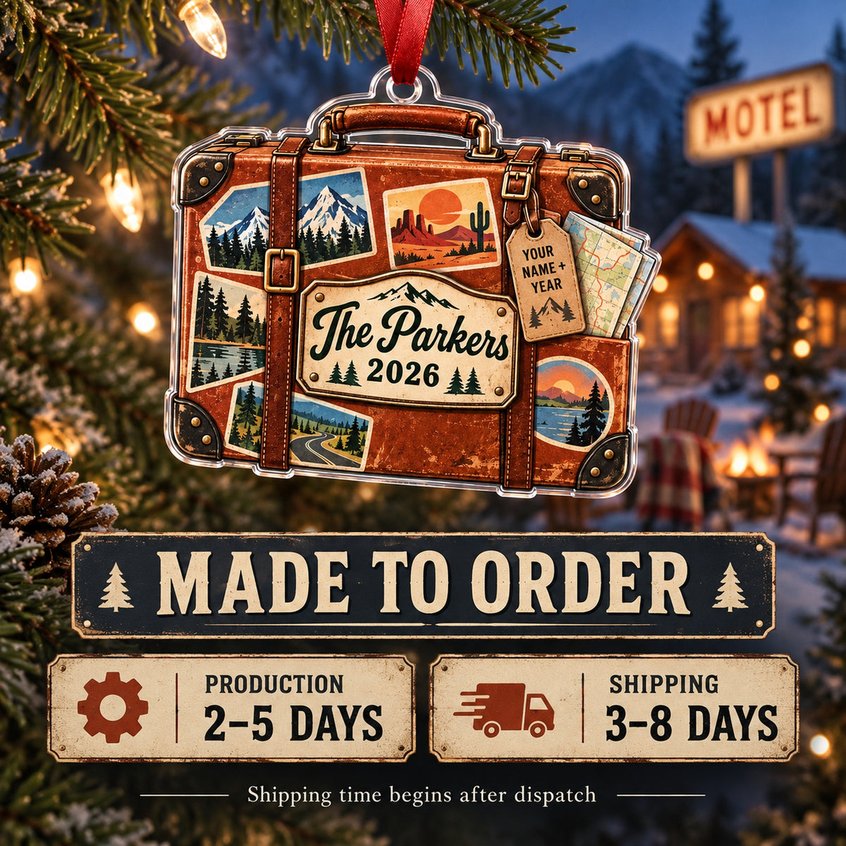 Personalized National Park Road Trip Case Acrylic Ornament — Production and delivery