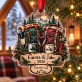 Personalized Hiking Couple Double Pack Acrylic Ornament — Main design