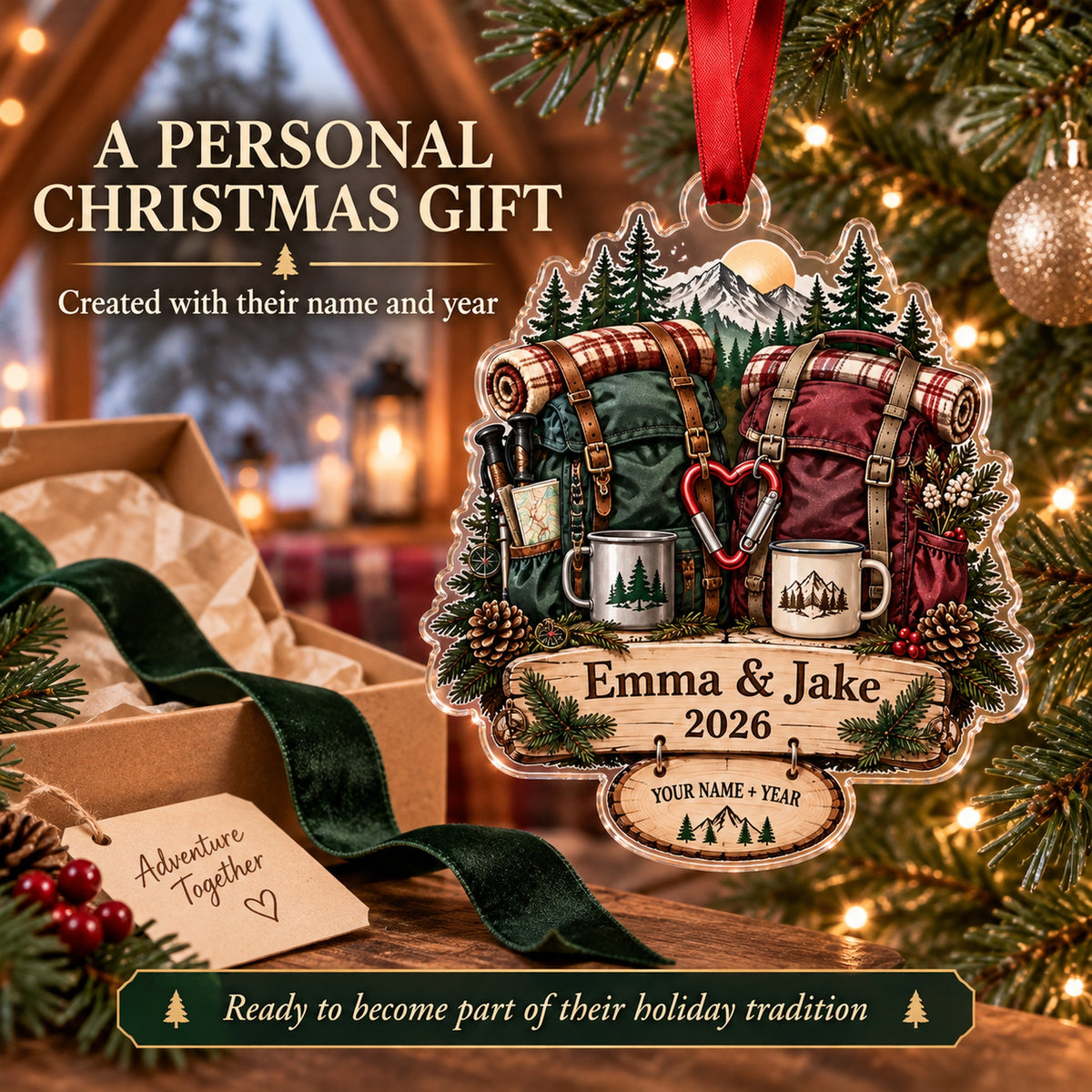 Personalized Hiking Couple Double Pack Acrylic Ornament — Gift inspiration