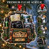 Personalized Waterfall Hike Camera Bag Acrylic Ornament — Flat acrylic material