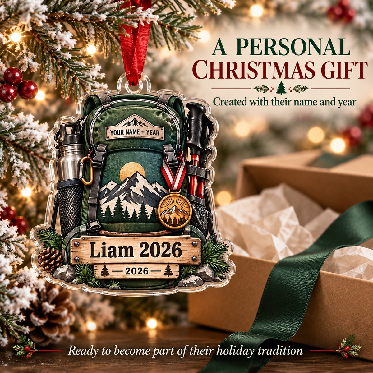 Personalized First Summit Medal Pack Acrylic Ornament — Gift inspiration