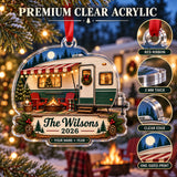 Personalized Vintage Travel Trailer Acrylic Ornament — Flat acrylic material