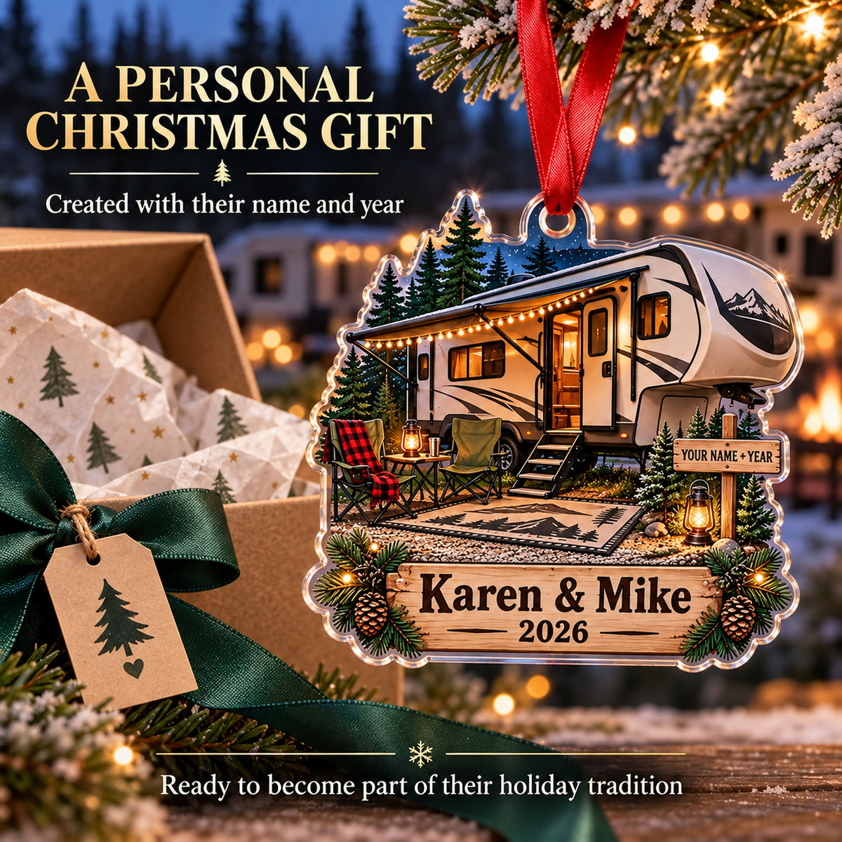 Personalized Fifth Wheel Camper Acrylic Ornament — Gift inspiration