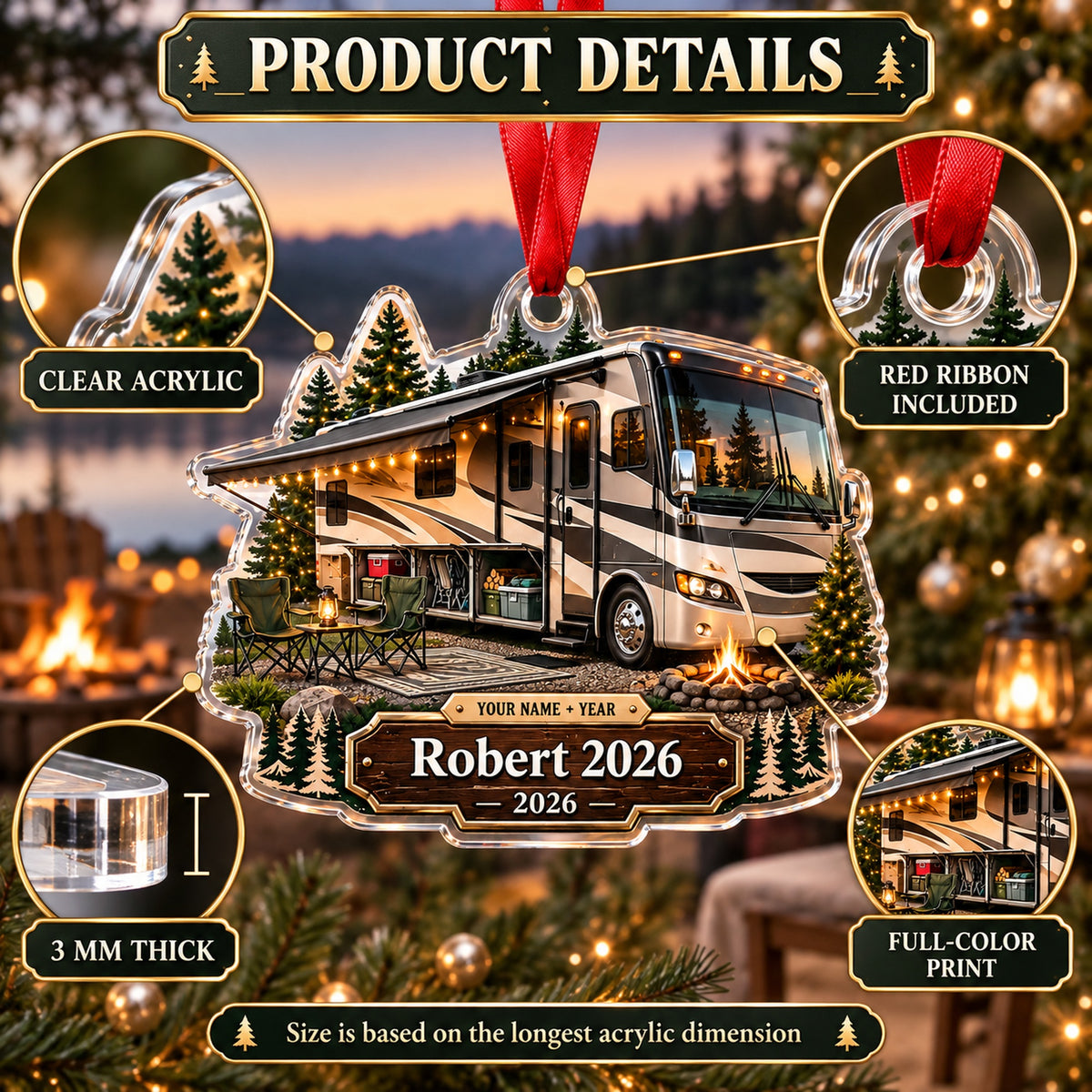 Personalized Class A Motorhome Acrylic Ornament — How to order