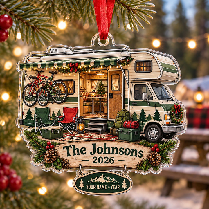 Personalized Class C Family Camper Acrylic Ornament — Main design