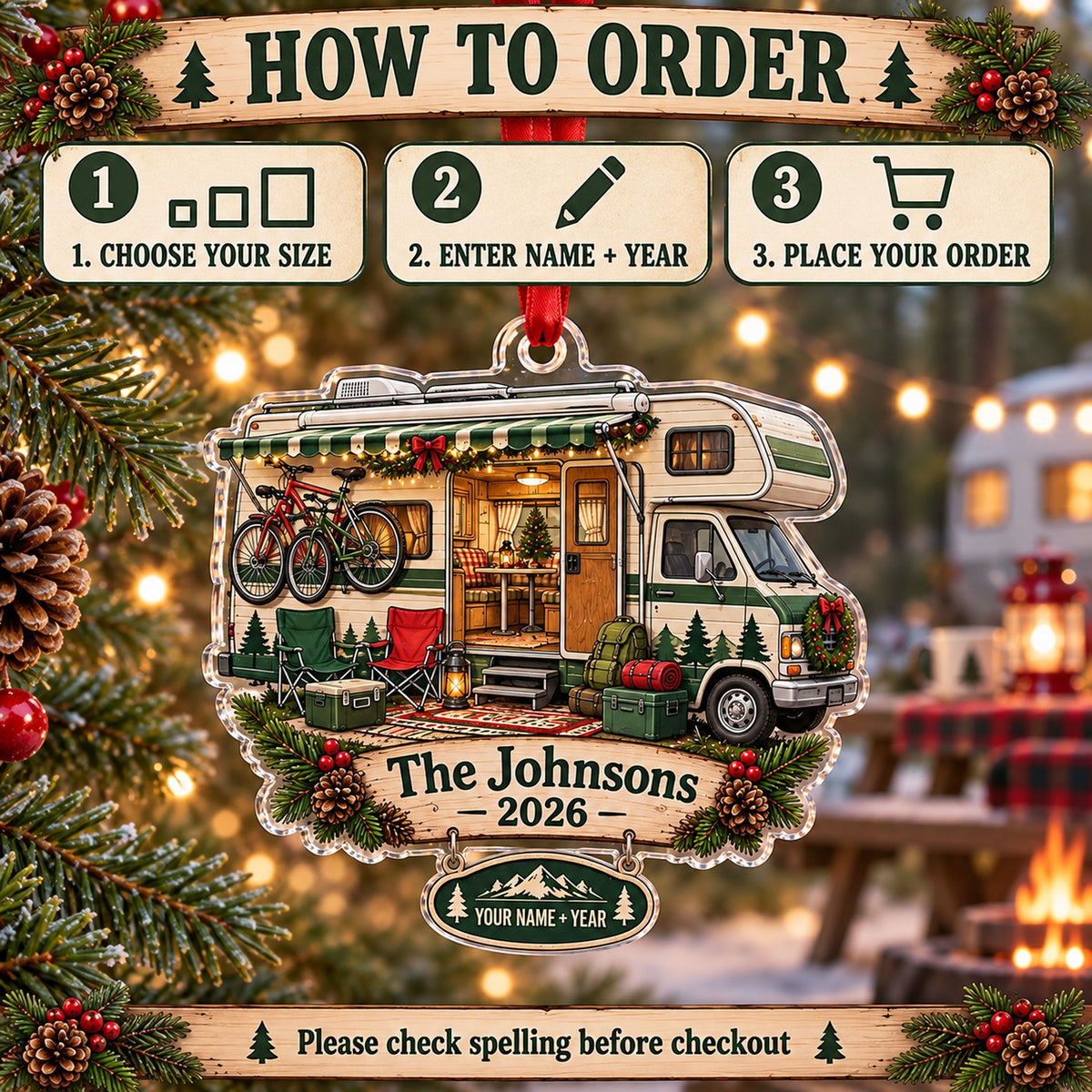 Personalized Class C Family Camper Acrylic Ornament — Product details