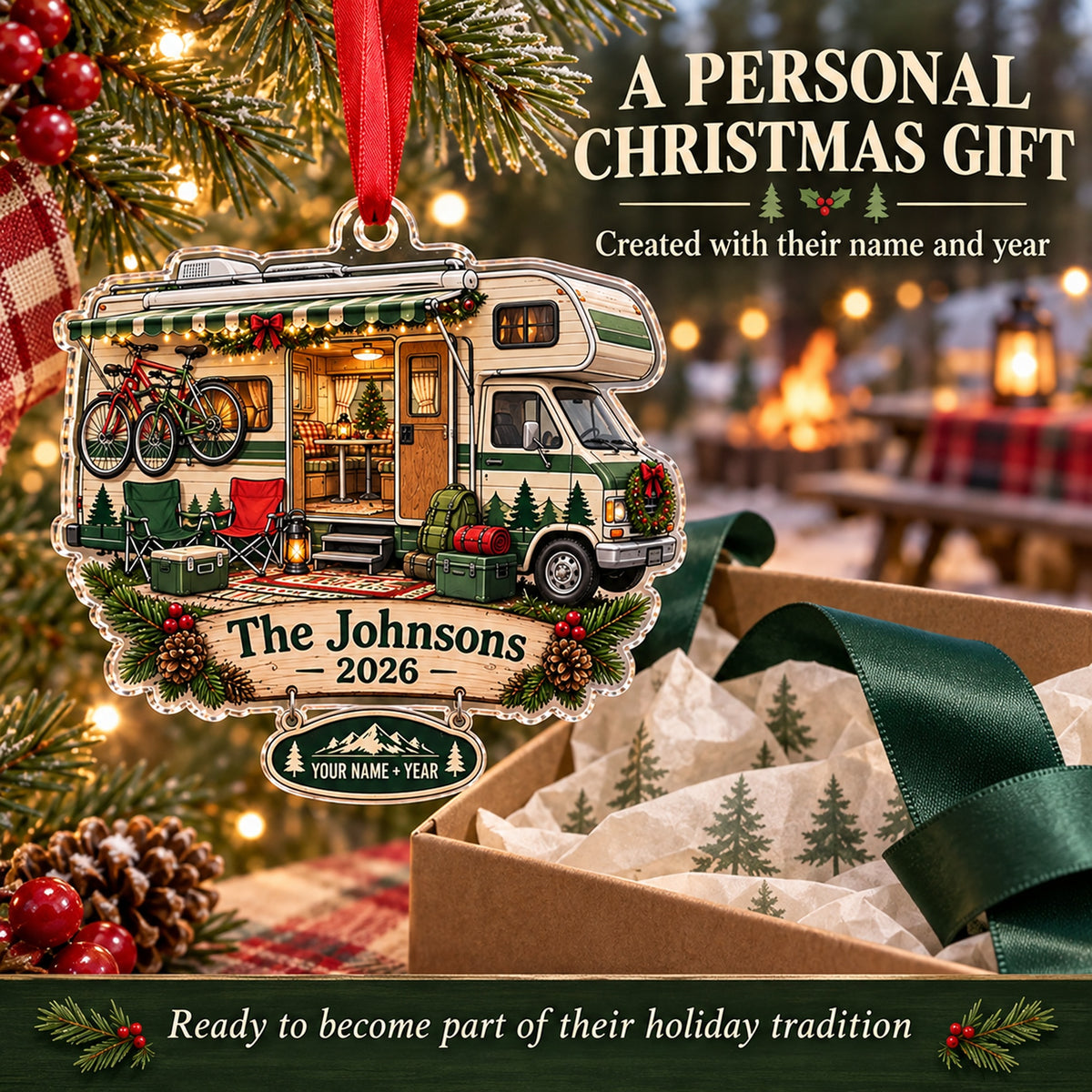 Personalized Class C Family Camper Acrylic Ornament — Gift inspiration