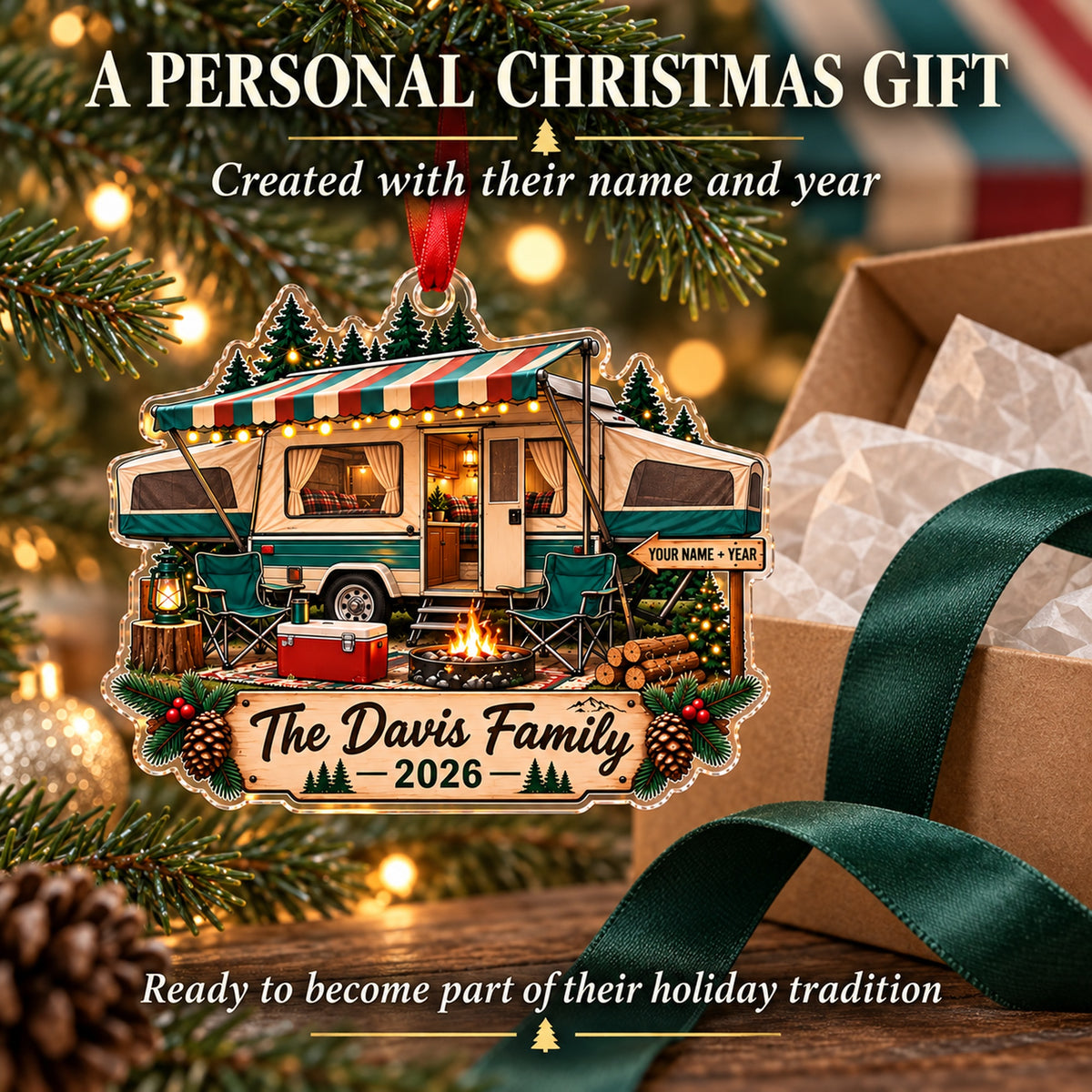 Personalized Pop Up Camper Weekend Acrylic Ornament — Gift inspiration