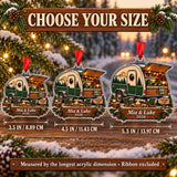 Personalized Teardrop Trailer Escape Acrylic Ornament — Personalization example