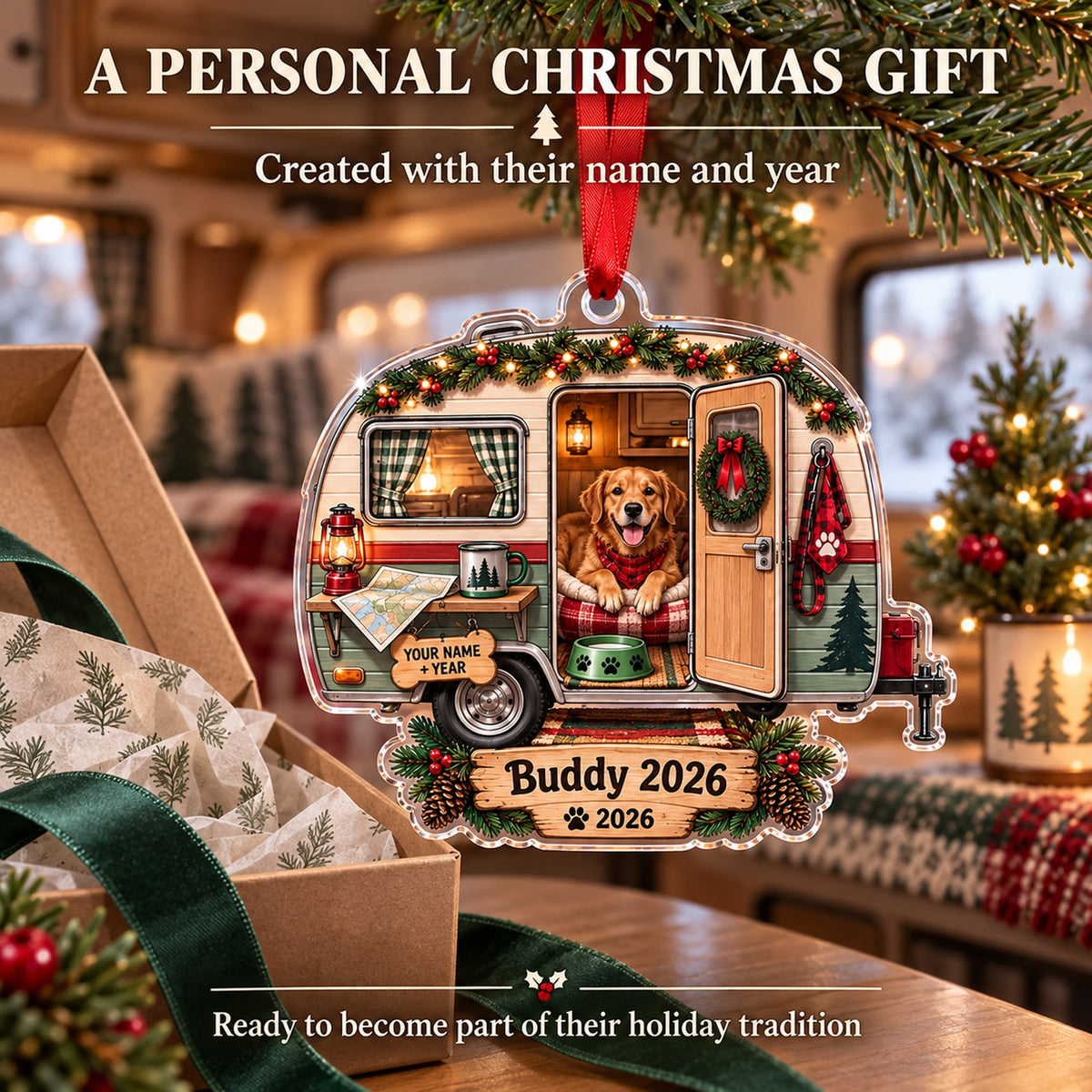 Personalized RV Dog Navigator Acrylic Ornament — Gift inspiration
