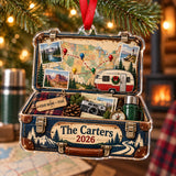 Personalized USA Road Trip Suitcase Acrylic Ornament — Main design