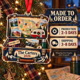 Personalized USA Road Trip Suitcase Acrylic Ornament — Production and delivery
