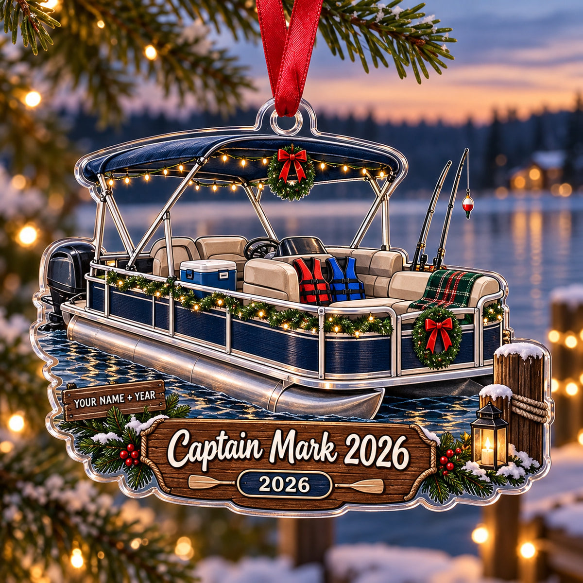 Personalized Personalized Pontoon Boat Acrylic Ornament — Main design
