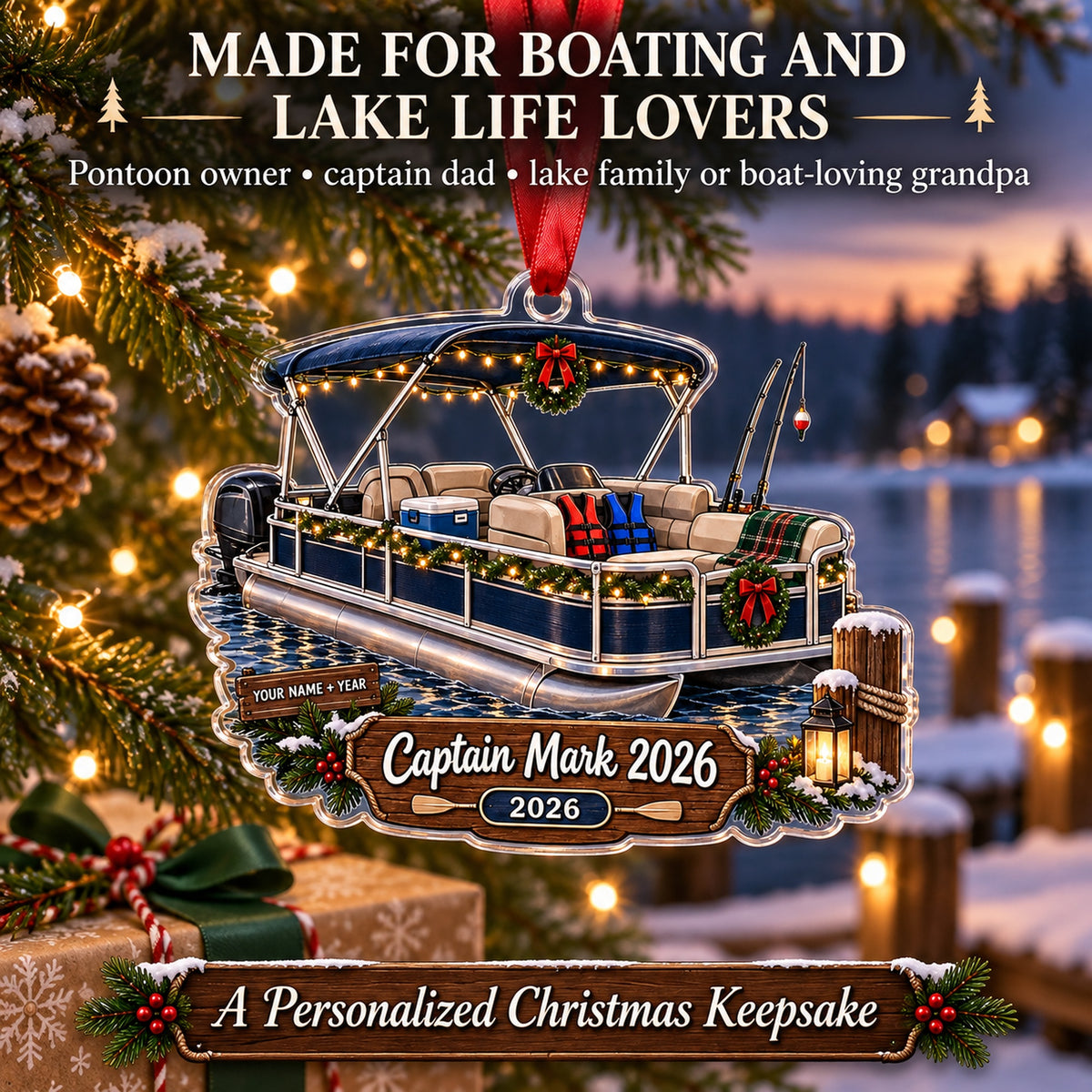 Personalized Personalized Pontoon Boat Acrylic Ornament — Size guide