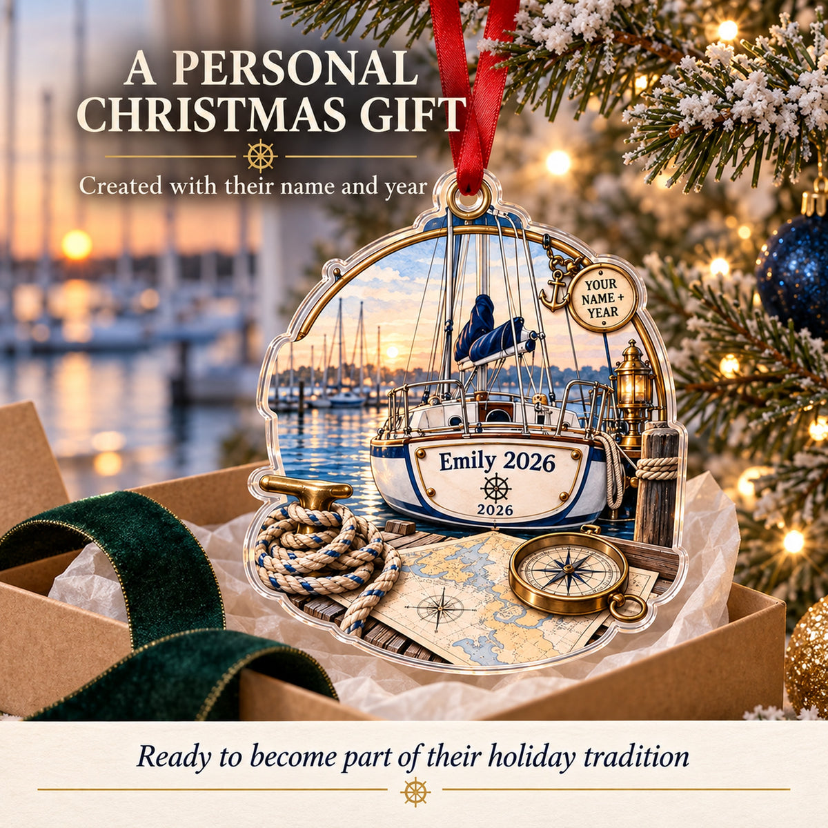 Personalized Sailboat Adventure Acrylic Ornament — Gift inspiration