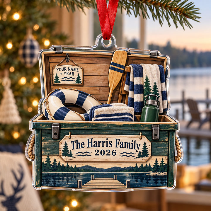 Personalized Lake House Dock Box Acrylic Ornament — Main design