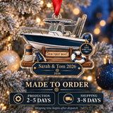 Personalized Our First Boat Acrylic Ornament — Production and delivery