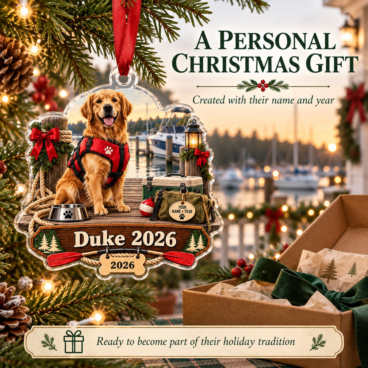 Personalized Boat Dog First Mate Acrylic Ornament — Gift inspiration