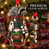 Personalized Classic Golf Bag and Irons Acrylic Ornament — Flat acrylic material