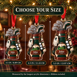 Personalized Classic Golf Bag and Irons Acrylic Ornament — Personalization example