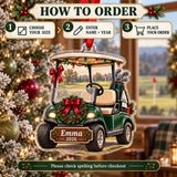 Personalized Christmas Golf Cart Acrylic Ornament — Product details
