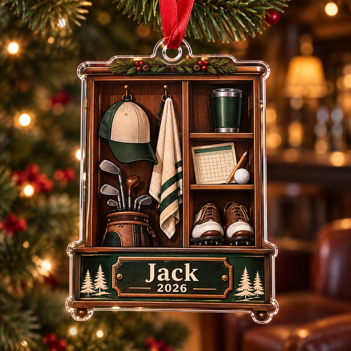 Personalized The 19th Hole Locker Acrylic Ornament — Main design