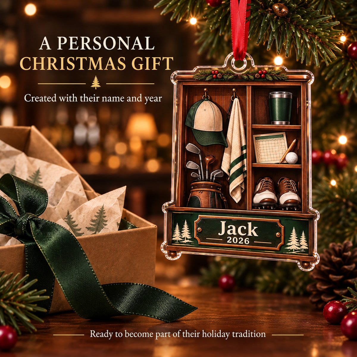 Personalized The 19th Hole Locker Acrylic Ornament — Gift inspiration