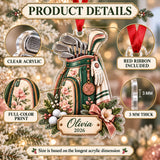Personalized Lady Golfer Floral Bag Acrylic Ornament — How to order