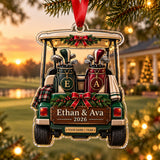 Personalized Golf Couple Cart Acrylic Ornament — Main design