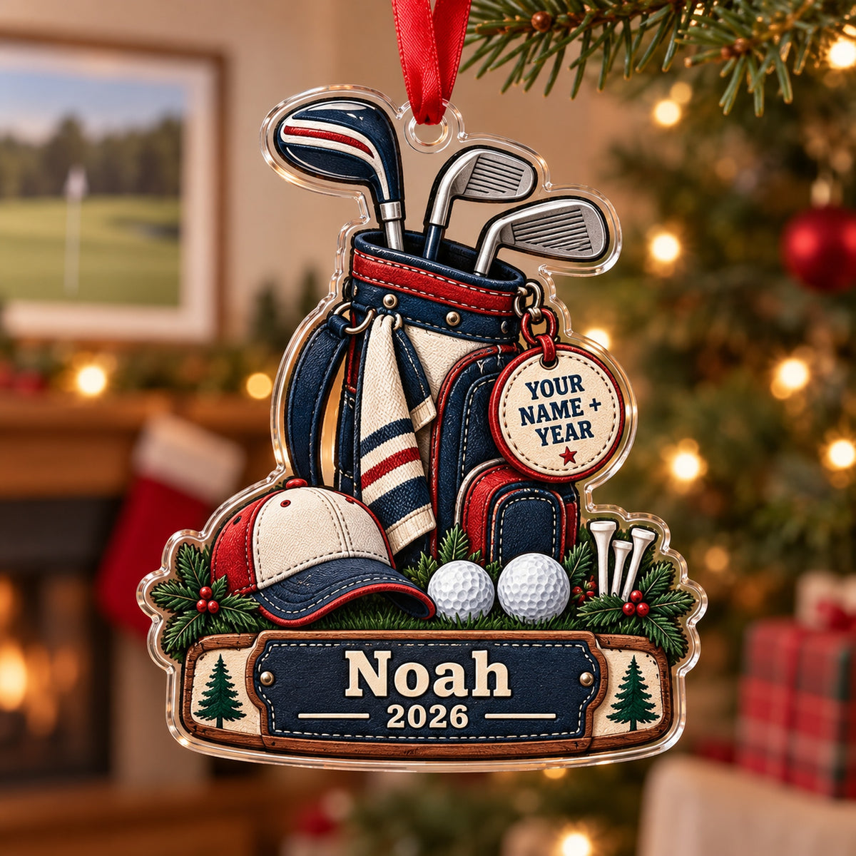Personalized Junior Golfer Starter Bag Acrylic Ornament — Main design