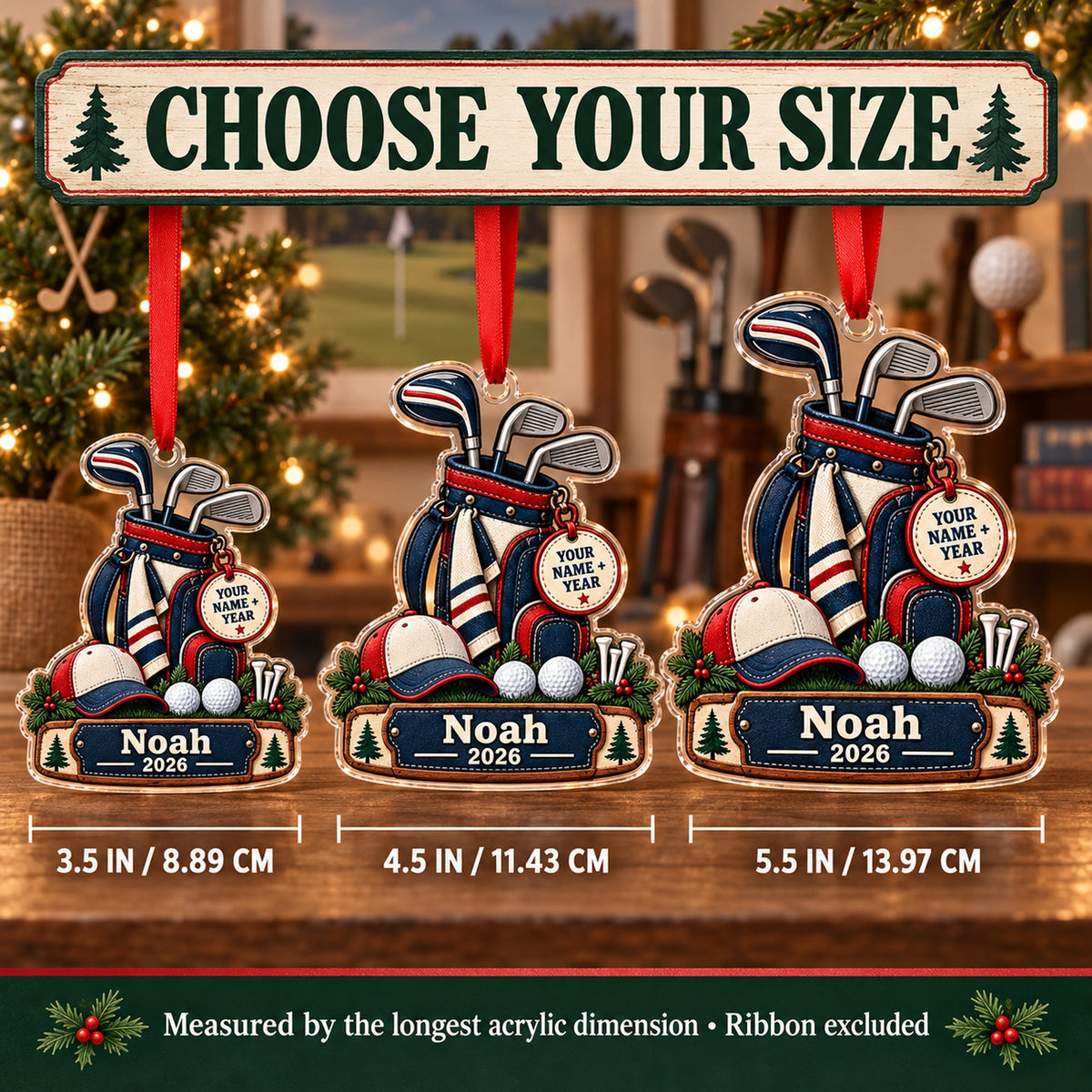 Personalized Junior Golfer Starter Bag Acrylic Ornament — Personalization example