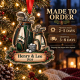 Personalized Grandpa and Grandkid Tee Time Acrylic Ornament — Production and delivery