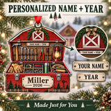 Personalized Red Barn Tool Chest Acrylic Ornament — Personalization guide