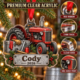 Personalized Tractor Tool Box Acrylic Ornament — Flat acrylic material