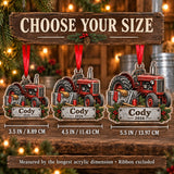 Personalized Tractor Tool Box Acrylic Ornament — Personalization example