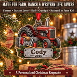 Personalized Tractor Tool Box Acrylic Ornament — Size guide