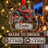 Personalized Tractor Tool Box Acrylic Ornament — Production and delivery