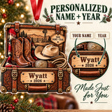 Personalized Cowboy Boots and Hat Trunk Acrylic Ornament — Personalization guide