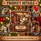 Personalized Cowboy Boots and Hat Trunk Acrylic Ornament — How to order