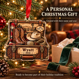 Personalized Cowboy Boots and Hat Trunk Acrylic Ornament — Gift inspiration