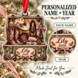 Personalized Cowgirl Pink Tack Box Acrylic Ornament — Personalization guide